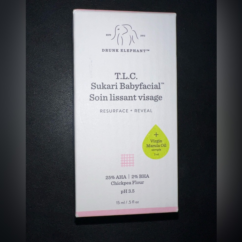 BNIB Drunk Elephant T.L.C. Sukari Babyfacial™ AHA + BHA Mask plus Marula Oil
